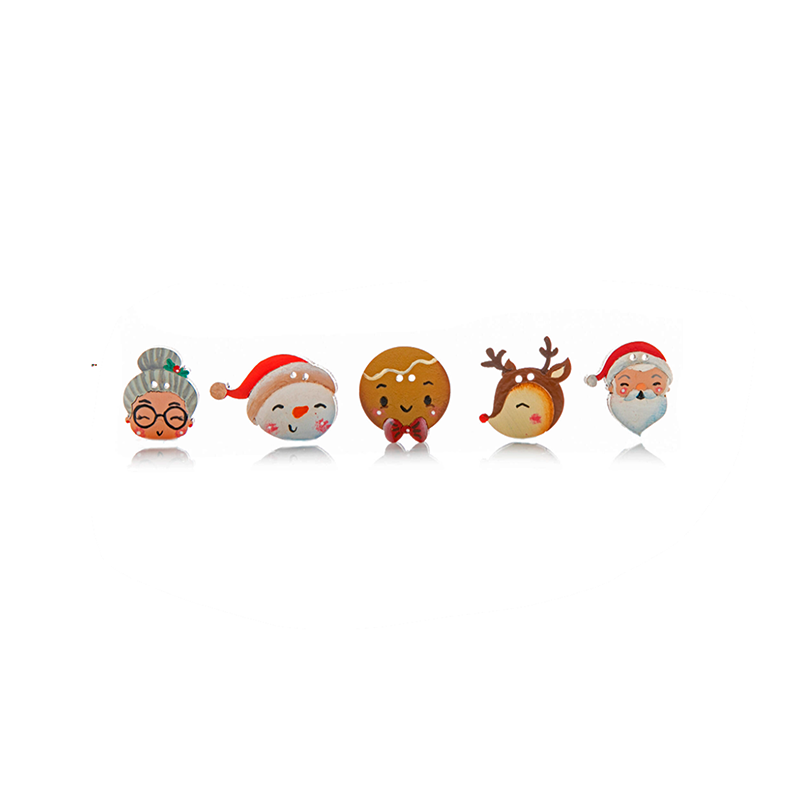 Botón Madera Caritas Navideñas