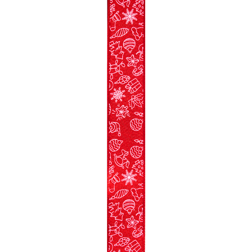 Cinta Raso 24mm Símbolos Navideños